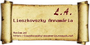 Lieszkovszky Annamária névjegykártya
